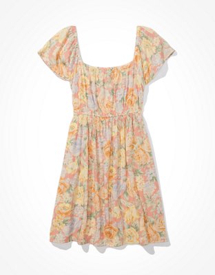 AE Floral Flutter-Sleeve Mini Dress