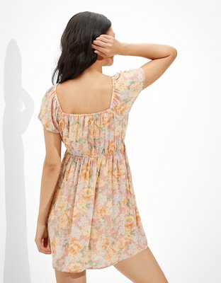 AE Floral Flutter-Sleeve Mini Dress