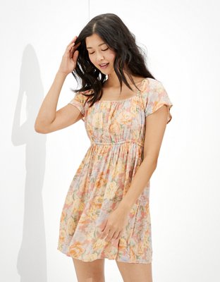 AE Floral Flutter-Sleeve Mini Dress