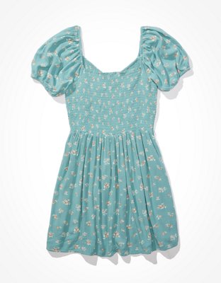 AE Printed Puff-Sleeve Mini Dress