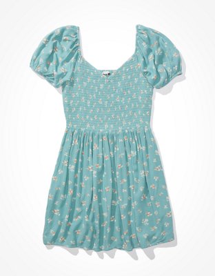 AE Printed Puff-Sleeve Mini Dress