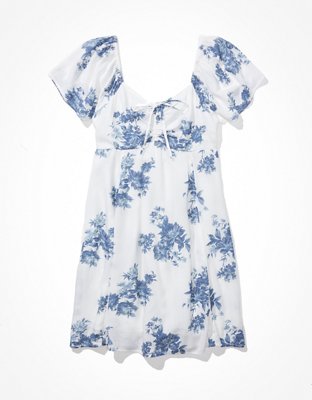 AE Ruched Flutter-Sleeve Mini Dress