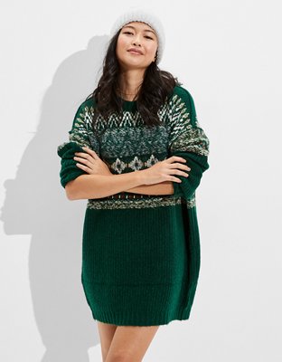 knee length dresses for ladies Jump Scare Short Sleeve Fair Isle Sweater Dress – ModCloth main image 0
