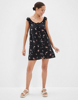 AE Floral Button-Front Mini Dress