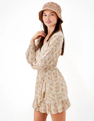 American Eagle:  Printed Long Sleeve Wrap Dress reduces to $16.98