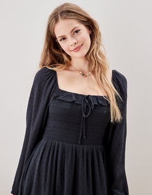 Женские платья American Eagle AE Long-Sleeve Ruffle Mini Dress — фото 4