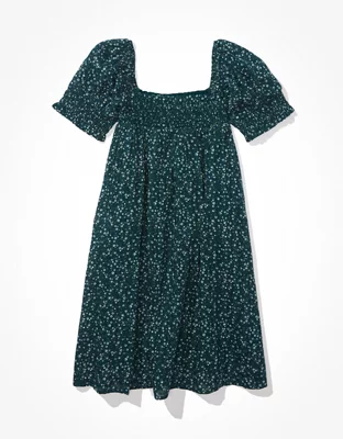 AE Floral Smocked PuffSleeve Babydoll Dress