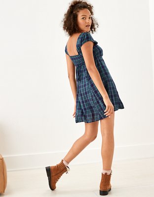 AE Plaid Cap Sleeve Mini Dress