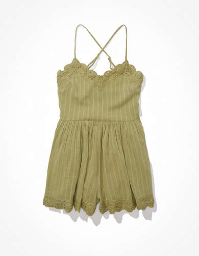 AE Striped Button Front Romper AE Striped Button Front Romper