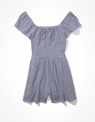 American Eagle AE Striped Flutter Sleeve Romper — фото 3