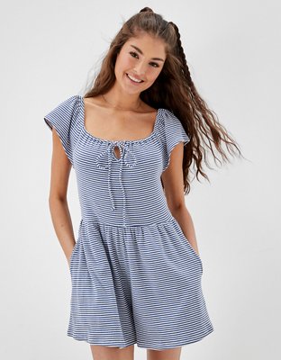 American Eagle AE Striped Flutter Sleeve Romper — фото 4