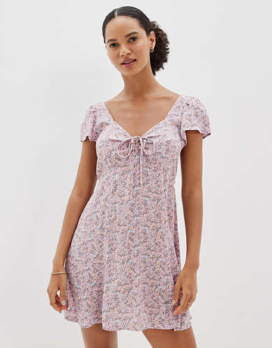 AE Floral Cinch-Front Mini Dress