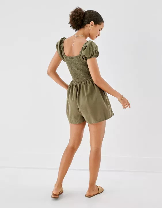AE Off-the-Shoulder Puff Sleeve Romper