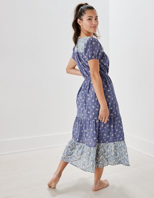 AE Floral Short-Sleeve Midi Dress