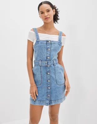 Urban Outfitters + Natasha Denim Open-Back Pinafore Dress