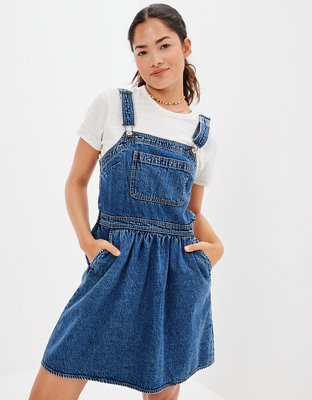 american eagle denim overall dress American Eagle Full Zip Front Denim Overall