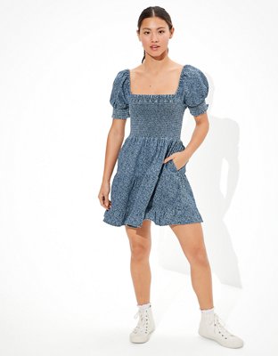 Женские платья American Eagle AE Picnic Pretty Puff-Sleeve Dress — фото 5