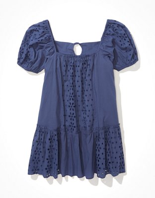 AE Eyelet Puff-Sleeve Swing Mini Dress
