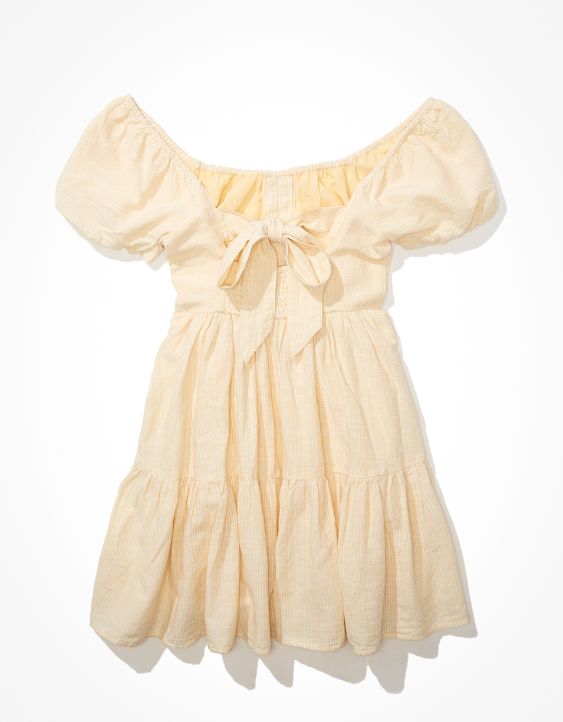 AE Striped Button-Front Babydoll Mini Dress