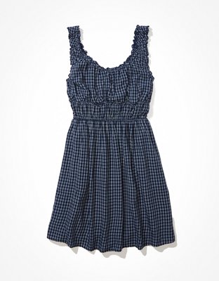 AE Vestido corto sencillo con cintura con elástico
