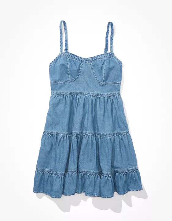 AE Denim Corset Babydoll Mini Dress