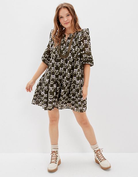 Женские платья American Eagle AE Pintuck Ruffle Babydoll Mini Dress