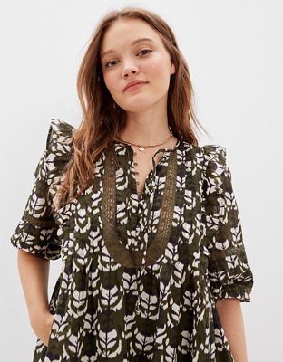Женские платья American Eagle AE Pintuck Ruffle Babydoll Mini Dress — фото 5