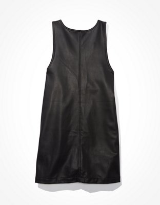 AE Vegan Leather Button-Front Mini Dress