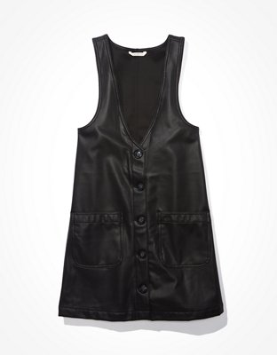 Женские платья American Eagle AE Vegan Leather Button-Front Mini Dress — фото 3