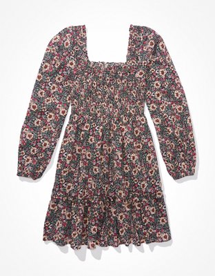 Женские платья American Eagle AE Long-Sleeve Smocked Floral Mini Dress — фото 3