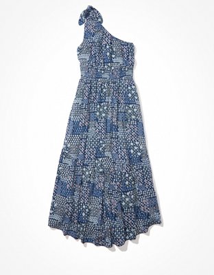 AE One-Shoulder Tiered Midi Dress | American Eagle
