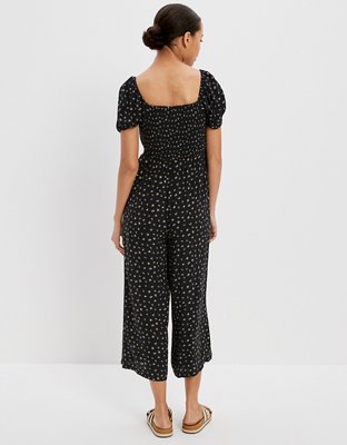 AE Smocked Puff-Sleeve Jumpsuit