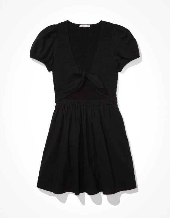 AE Tie-Front Short-Sleeve Mini Dress