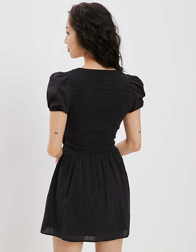 AE Tie-Front Short-Sleeve Mini Dress
