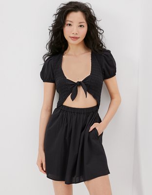 AE Tie-Front Short-Sleeve Mini Dress