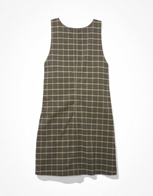 AE Plaid Button-Front Mini Dress