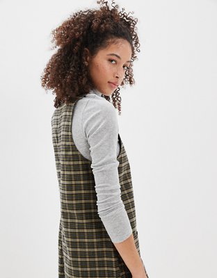 AE Plaid Button-Front Mini Dress