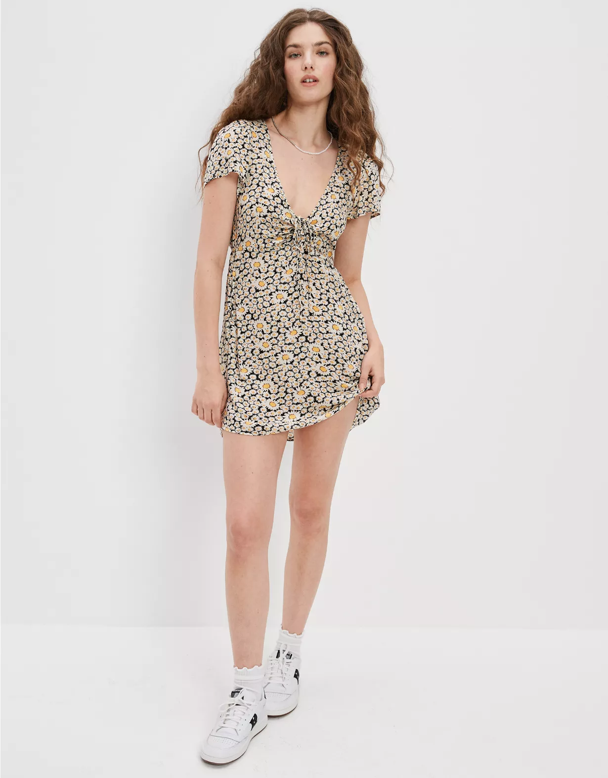 AE Floral Cinched Front Mini Dress