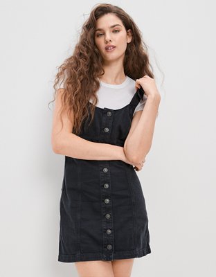 AE Button-Front Denim Mini Dress