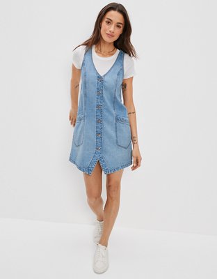 Женские платья American Eagle AE Denim Pinafore Mini Dress — фото 5