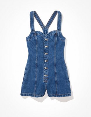 Женские комбинезоны American Eagle AE Button-Up Denim Romper — фото 3