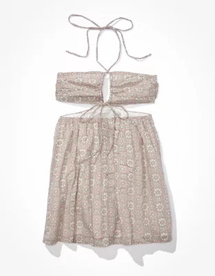 AE Ruched Cut-Out Halter Mini Dress