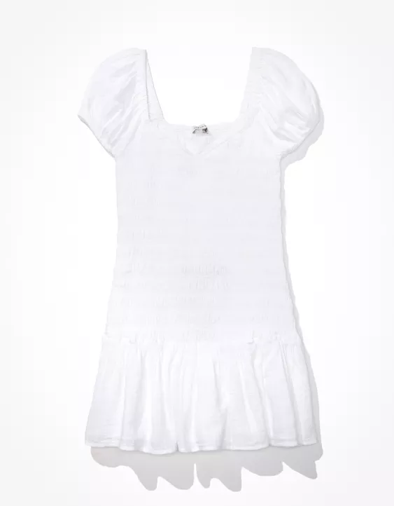 AE Smocked Short-Sleeve Mini Dress