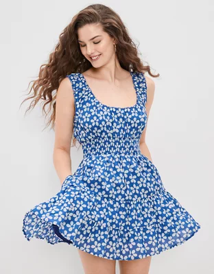 AE Floral Smocked Waist Tank Mini Dress