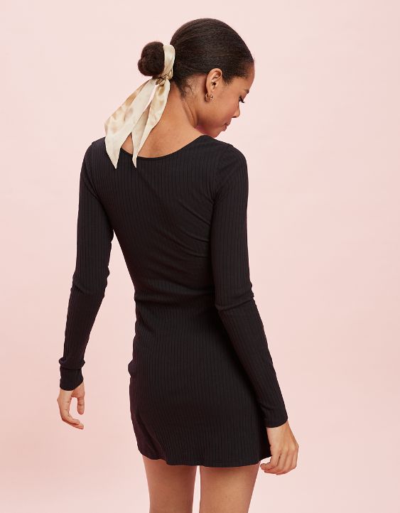AE Knit Reversible Long-Sleeve Mini Dress
