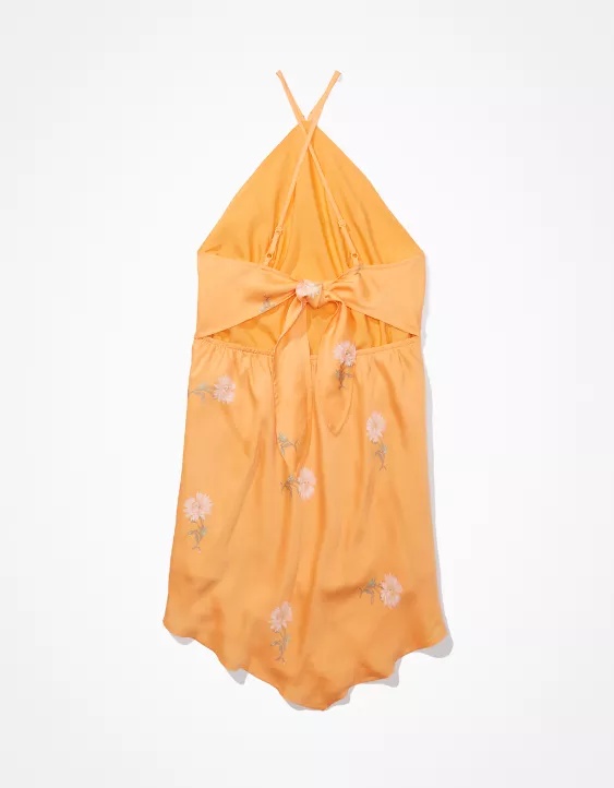 AE Floral Silky Halter Mini Dress