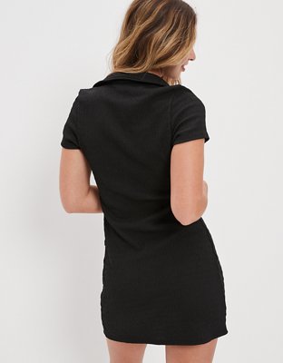AE Smocked Button-Front Polo Mini Dress
