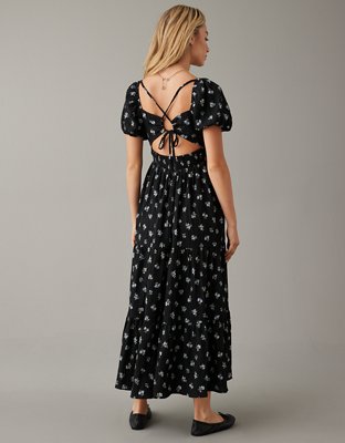AE Floral Open Back Corset Midi Dress