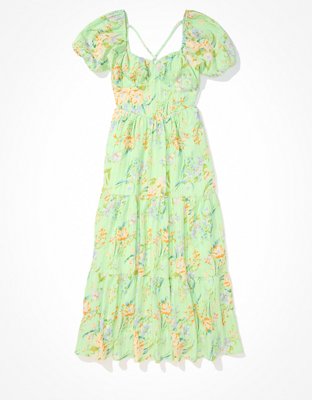 AE Floral Open Back Corset Midi Dress