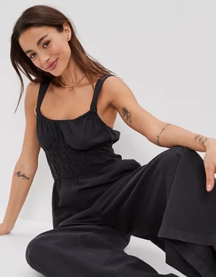 AE Smocked Cinched-Waist Jumpsuit
